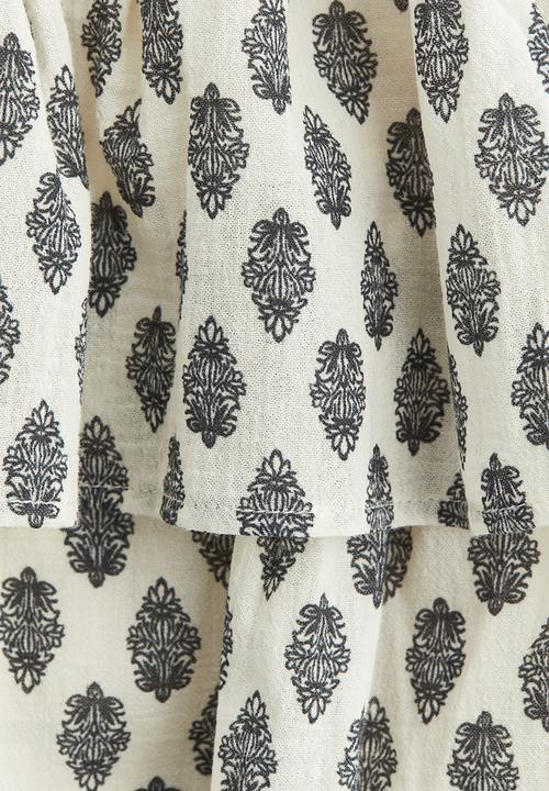 H&M - Tiered cotton skort - cream/patterned