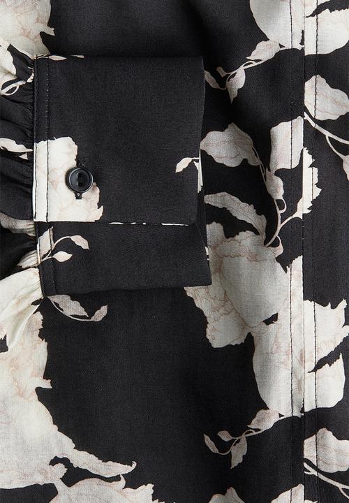 H&M - Oversized blouse - black cream floral
