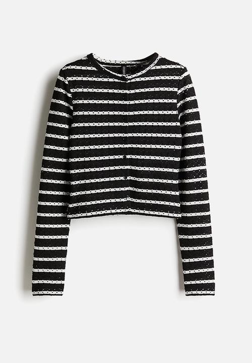 H&M - Pointelle jersey cardigan - black,multi