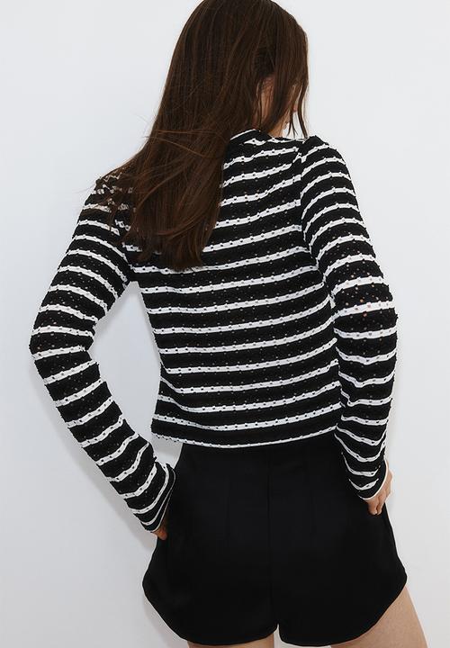 H&M - Pointelle jersey cardigan - black,multi
