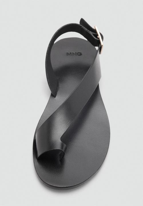 MANGO - Bell leather slingback - black