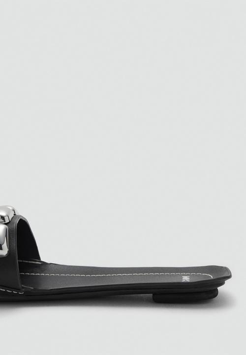 MANGO - Brillo leather slide - black