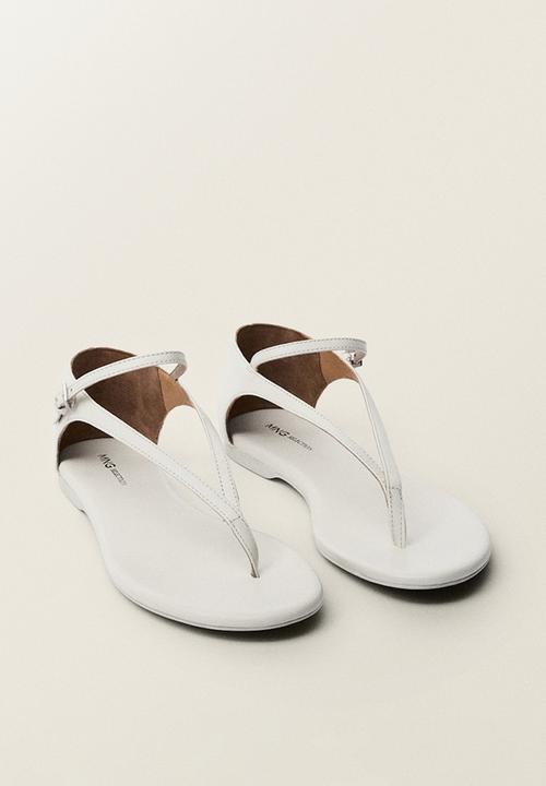 MANGO - Ciru leather thong - white