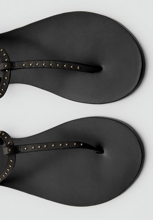 MANGO - Fida leather slingback - black