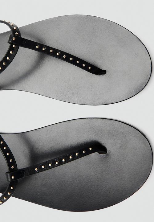 MANGO - Fida leather slingback - black