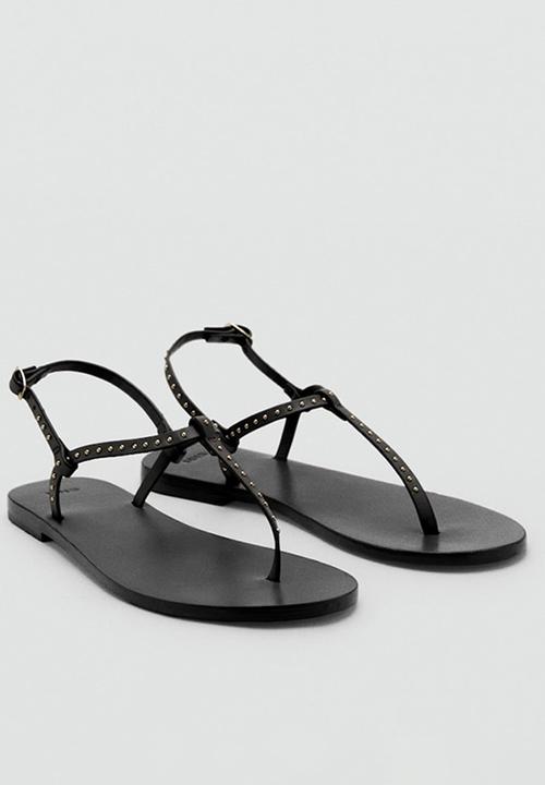 MANGO - Fida leather slingback - black
