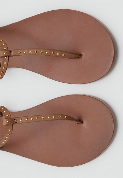 MANGO - Fida leather slingback - medium brown