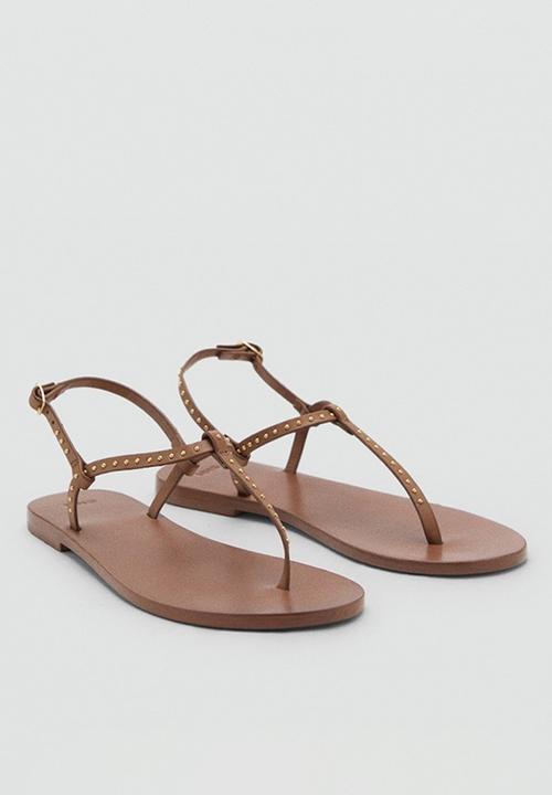 MANGO - Fida leather slingback - medium brown