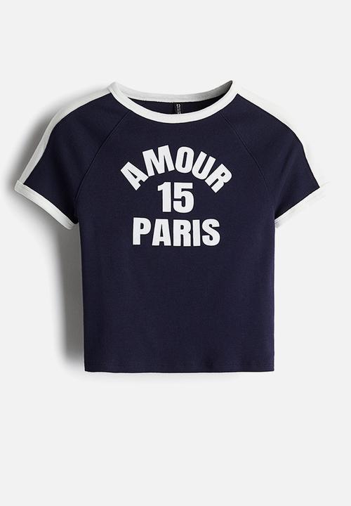 H&M - Short printed T-shirt - navy blue amour