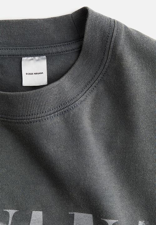 H&M - Oversized printed T-shirt - dark grey nirvana