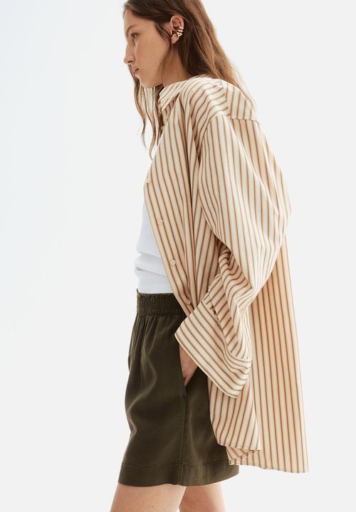 H&M - Linen-blend shorts - dark khaki green