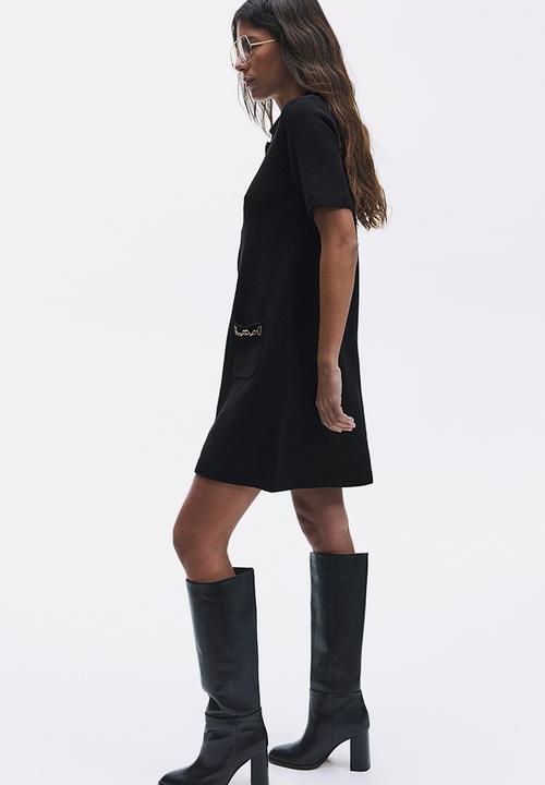 H&M - Chain-detail knitted dress - black