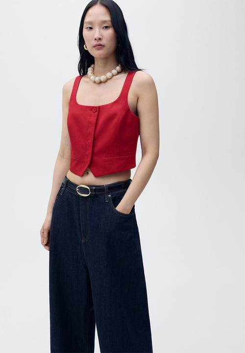 MANGO - Vest Max - Dark Red