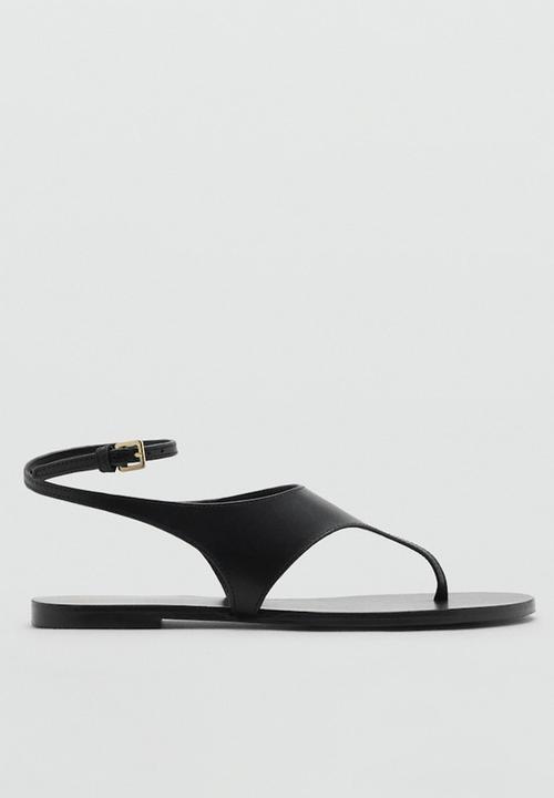 MANGO - Wally leather ankle strap - black