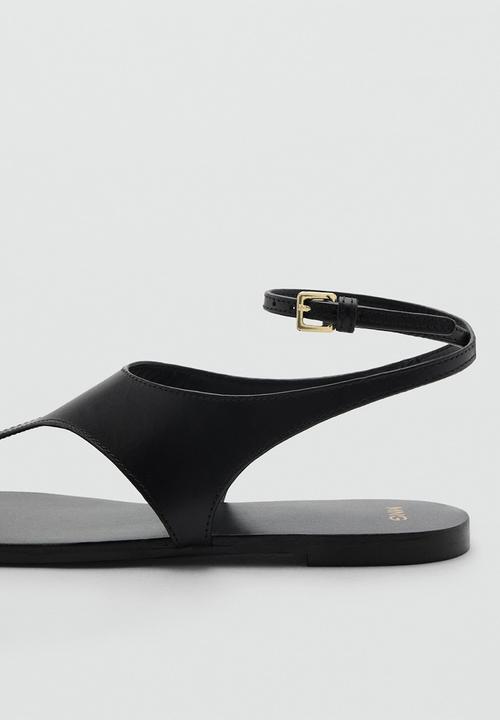 MANGO - Wally leather ankle strap - black