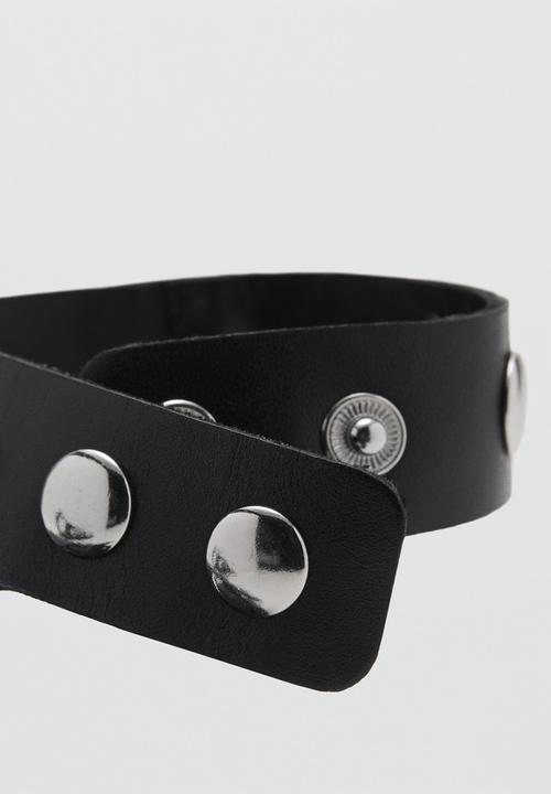 MANGO - Study leather ankle strap - black