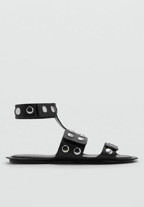 MANGO - Study leather ankle strap - black
