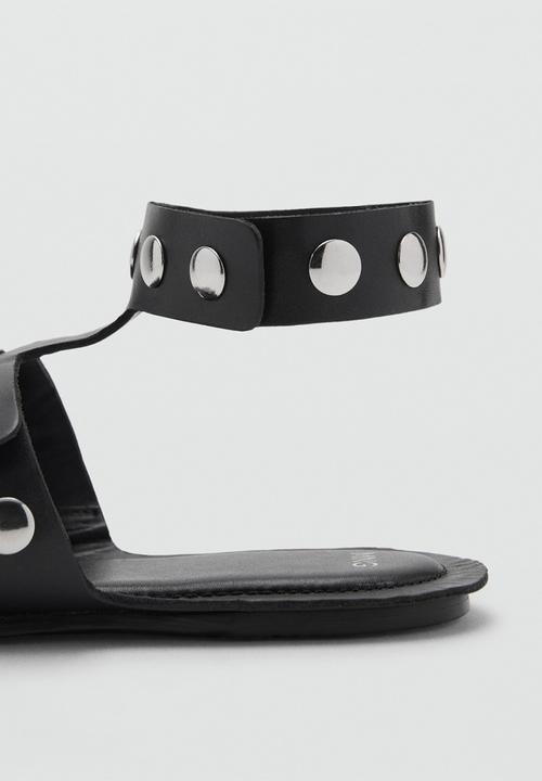 MANGO - Study leather ankle strap - black