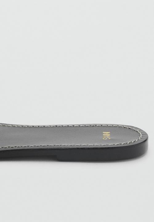 MANGO - Nudi leather slide - black