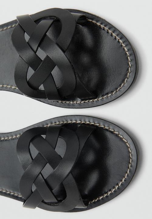 MANGO - Nudi leather slide - black