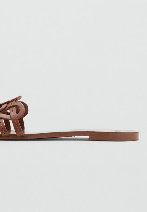 MANGO - Nora leather slide - medium brown