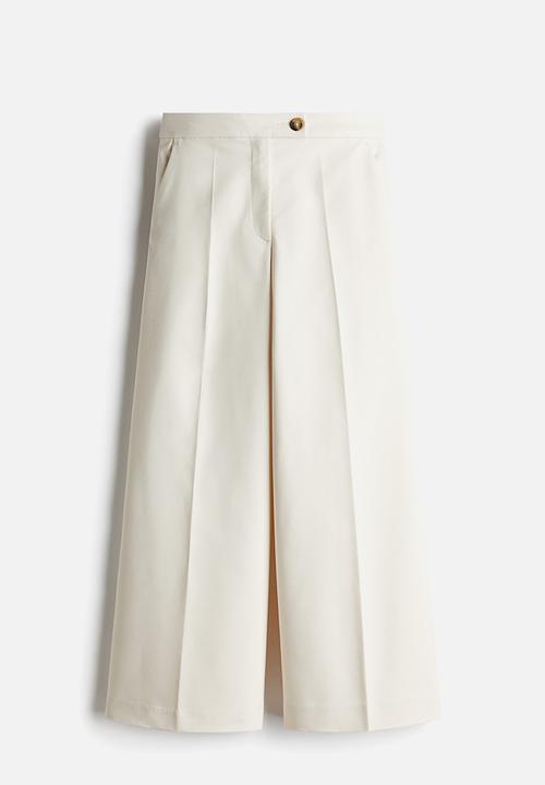 H&M - Wide tailored trousers - Light-beige