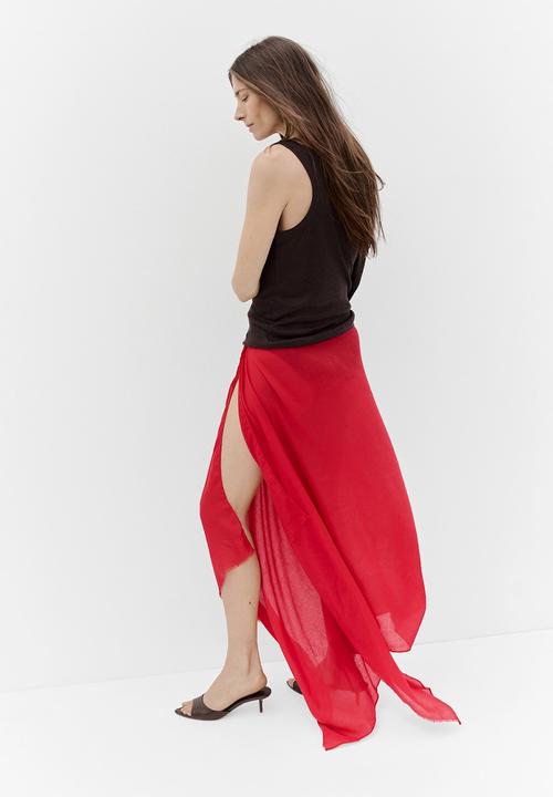 MANGO - Pepa leather heel - dark red