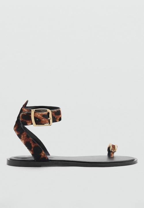 MANGO - Anillo leather ankle strap - black