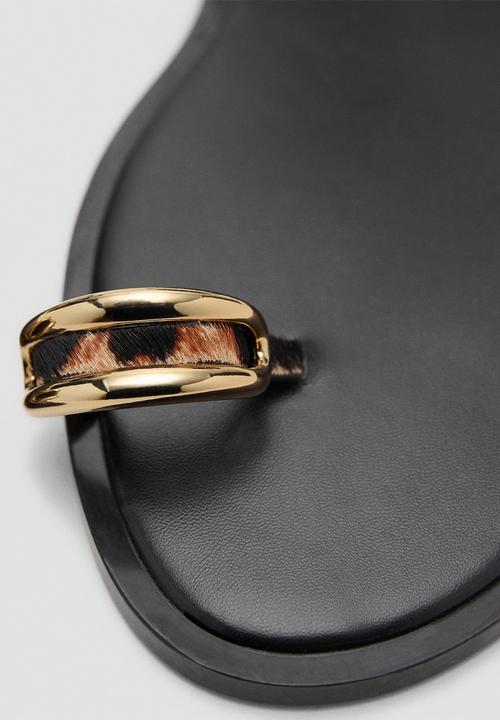 MANGO - Anillo leather ankle strap - black