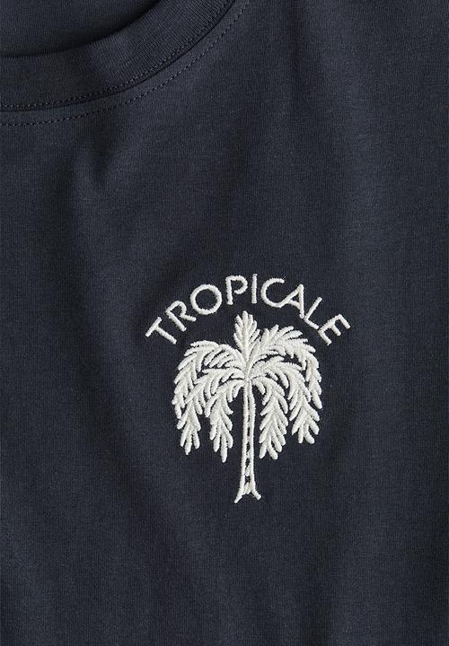 H&M - Printed T-shirt -  dark grey/tropicale 