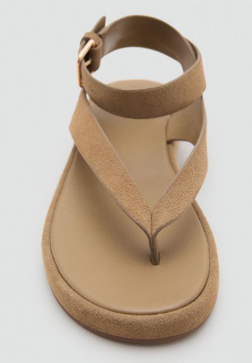 MANGO - Sue leather ankle strap - light/pastel brown