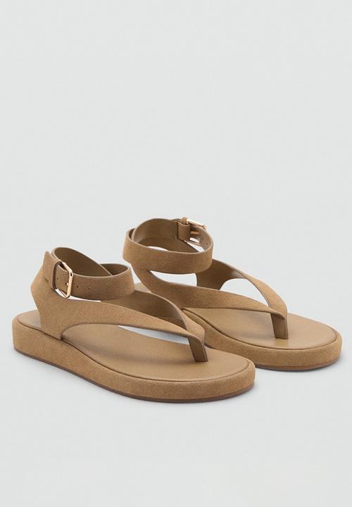 MANGO - Sue leather ankle strap - light/pastel brown