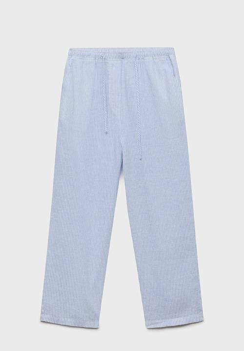 MANGO - Trousers Linen - Light Pastel Blue
