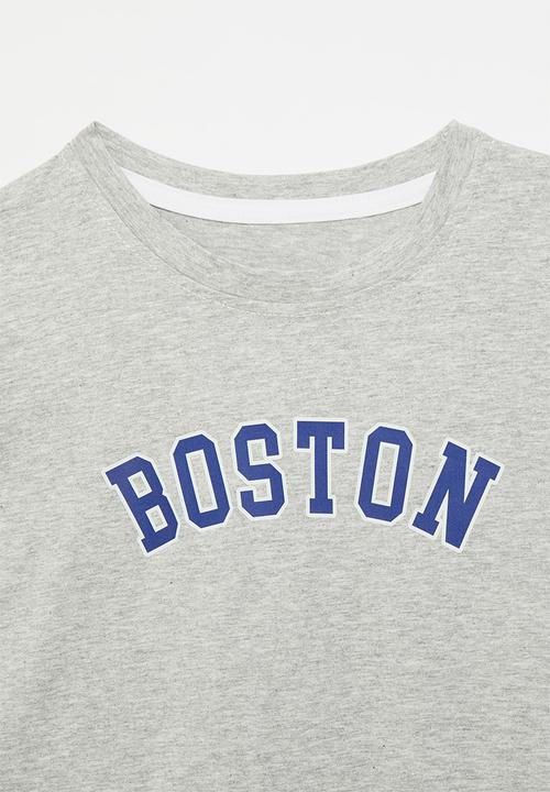 Pop Candy - Boston tee- grey & blue