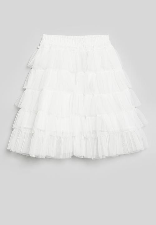 Pop Candy - Tiered tulle mesh skirt - white