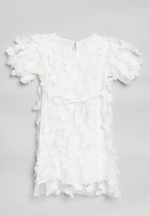 Pop Candy - Butterfly applique dress-white