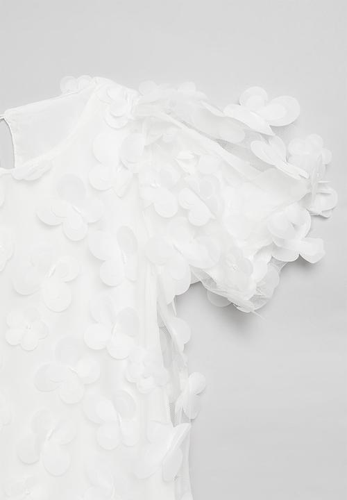 Pop Candy - Butterfly applique dress-white