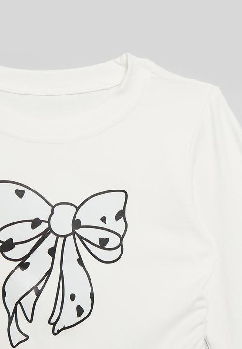 Pop Candy - Bow print crew neck tee - white