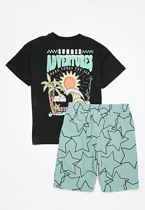 Pop Candy - Tee & short set - black & green