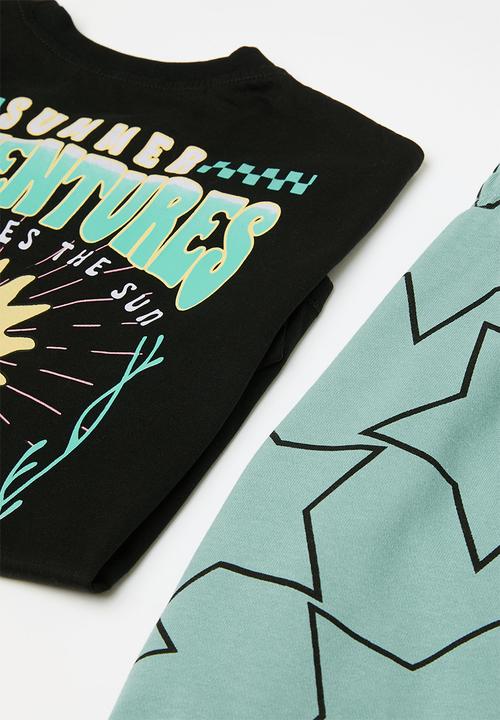 Pop Candy - Tee & short set - black & green