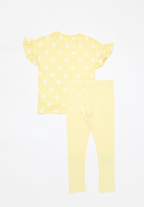 Pop Candy - Polka dot top & legging set - yellow & white