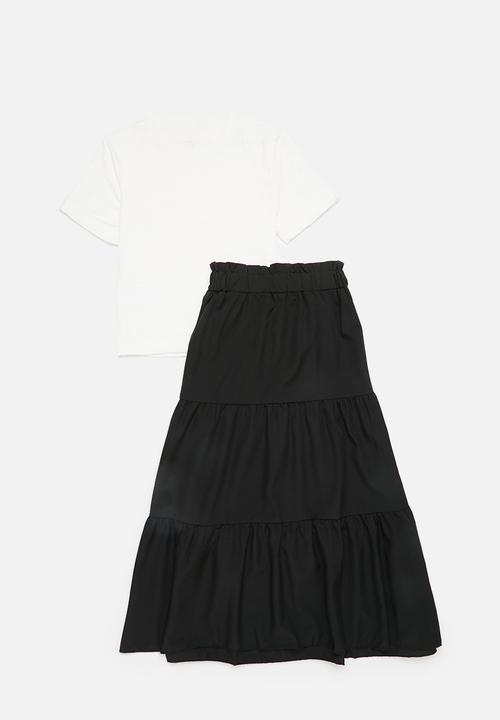 Pop Candy - Tiered maxi skirt - black & white 