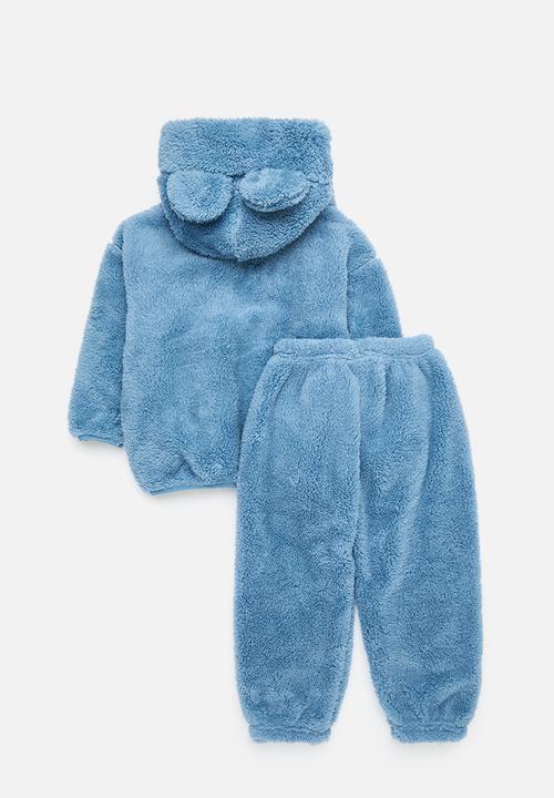 Pop Candy - Hooded teddy fleece top & bottom set - blue