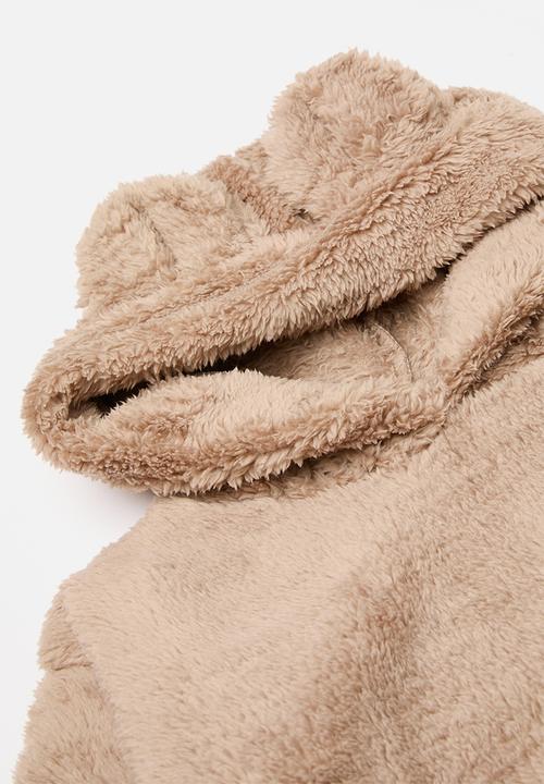 Pop Candy - Hooded teddy fleece top & bottom set - brown