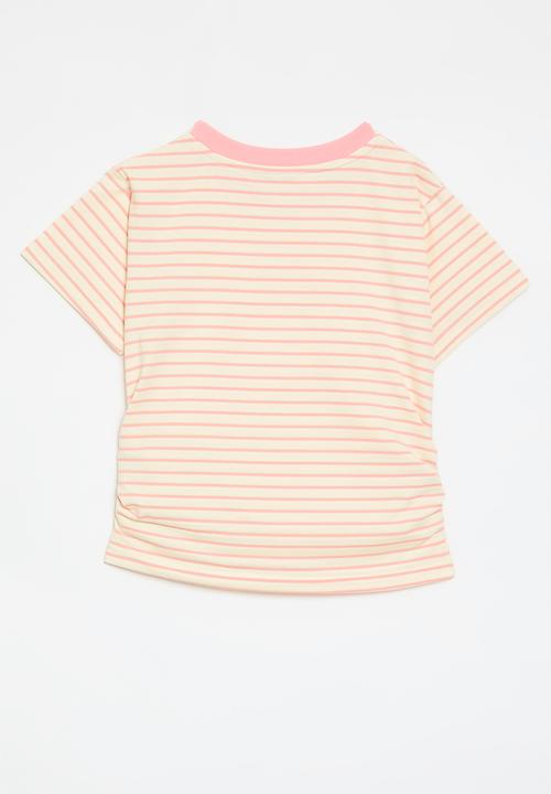 Pop Candy - Striped tee - pink & ecru