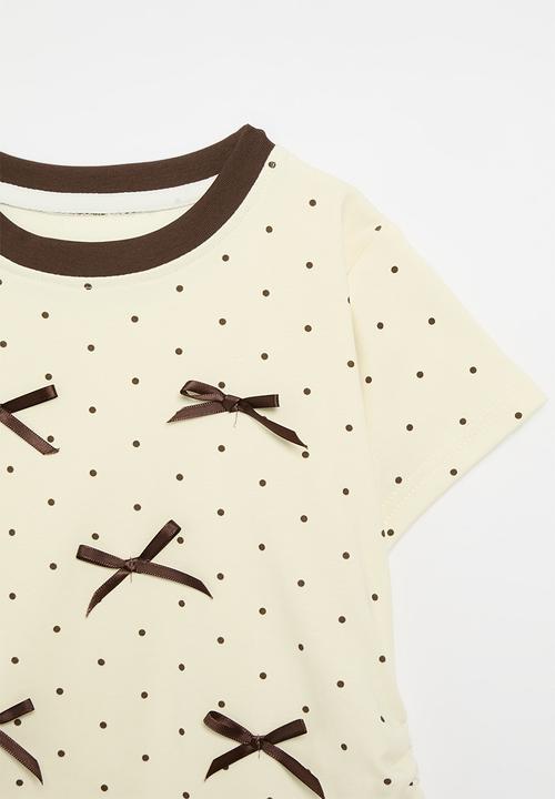 Pop Candy - Bow décor tee - ecru