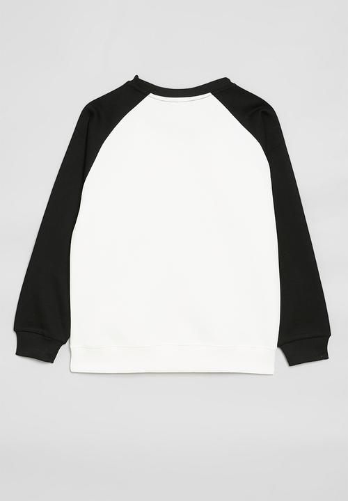 Pop Candy - Reglan sleeve crew neck tee - black & white