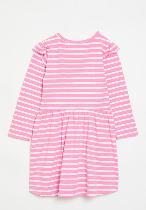 Pop Candy - Frilled striped dress - pink & white