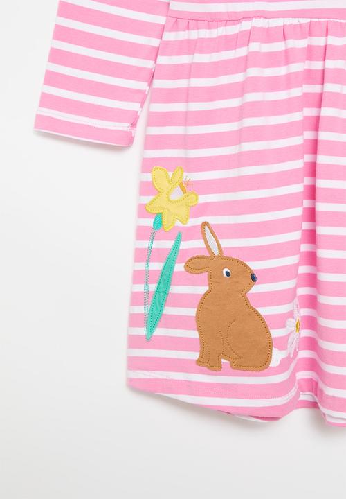 Pop Candy - Frilled striped dress - pink & white