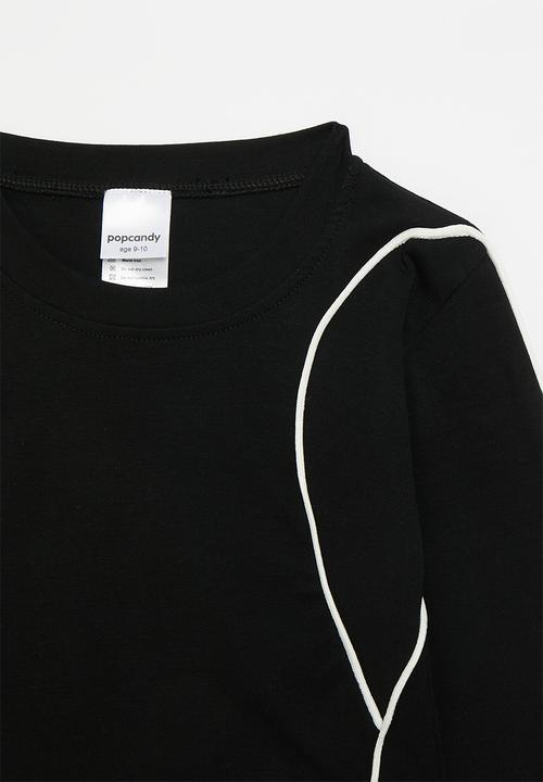 Pop Candy - Contrast crew neck tee - black & white
